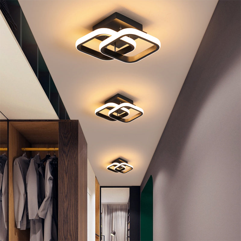 Minimalist Geometric Ceiling Mounted Light Aluminum Corridor LED Semi Flush Mount