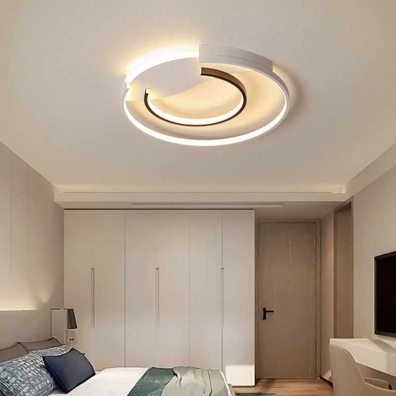 Simple Style Ring Flush Ceiling Light Acrylic Bedroom LED Flush Mount Lighting in Black and White