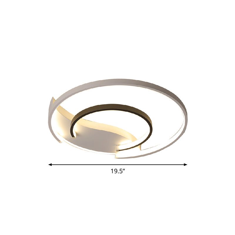 Simple Style Ring Flush Ceiling Light Acrylic Bedroom LED Flush Mount Lighting in Black and White