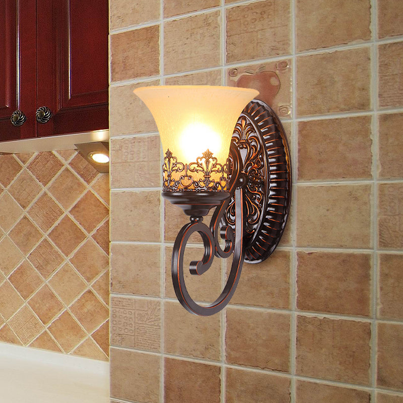 Verre en verre rouge brun brun mural cloche 1/2-2