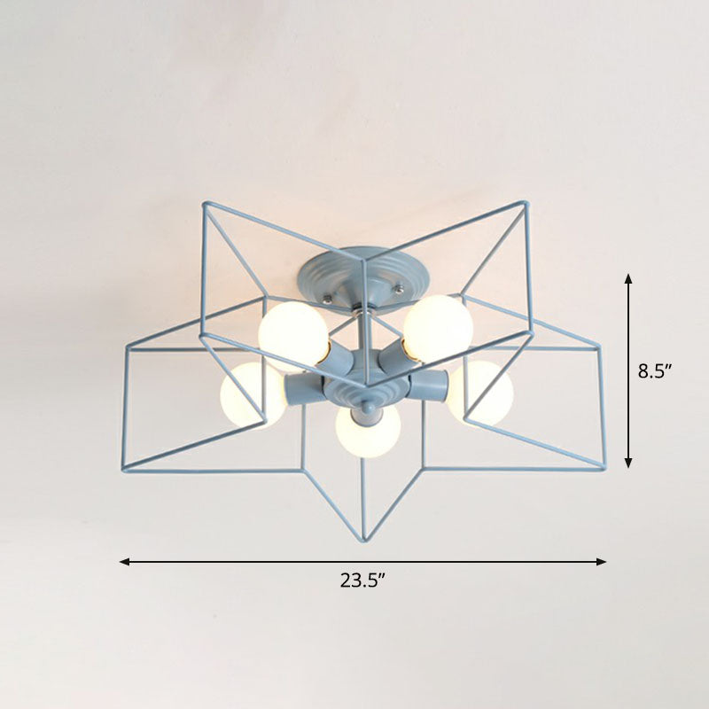 Eisen Fünf-spitz-Stern Halbbündige Lichtschlichtheit 5 Birnen Wohnzimmer bündig Deckenleuchte
