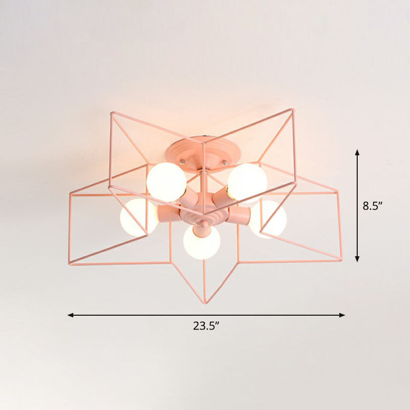 Eisen Fünf-spitz-Stern Halbbündige Lichtschlichtheit 5 Birnen Wohnzimmer bündig Deckenleuchte