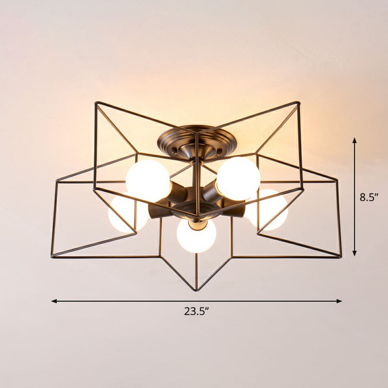 Eisen Fünf-spitz-Stern Halbbündige Lichtschlichtheit 5 Birnen Wohnzimmer bündig Deckenleuchte