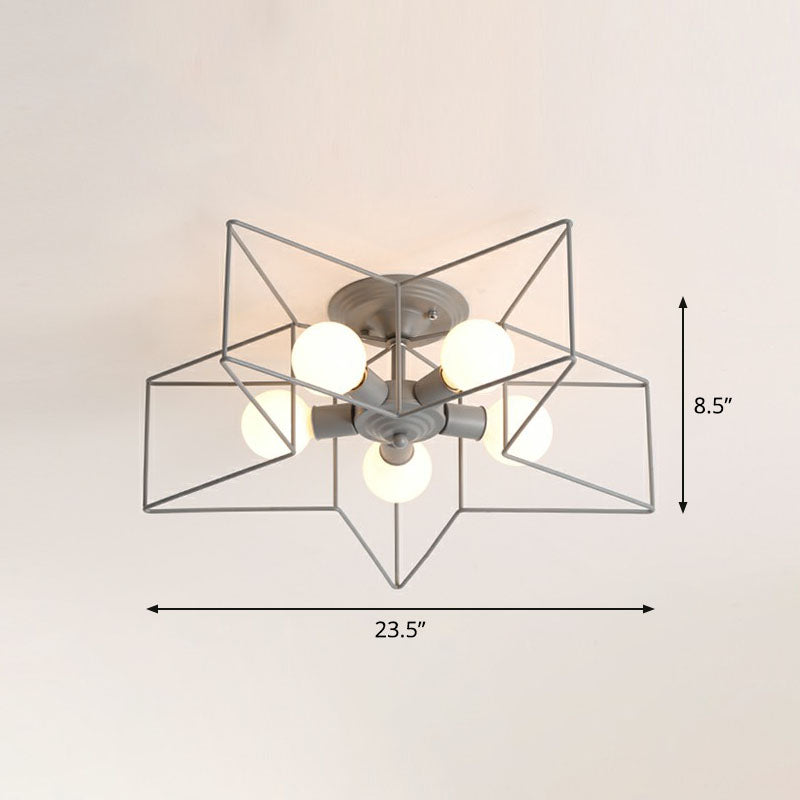 Eisen Fünf-spitz-Stern Halbbündige Lichtschlichtheit 5 Birnen Wohnzimmer bündig Deckenleuchte