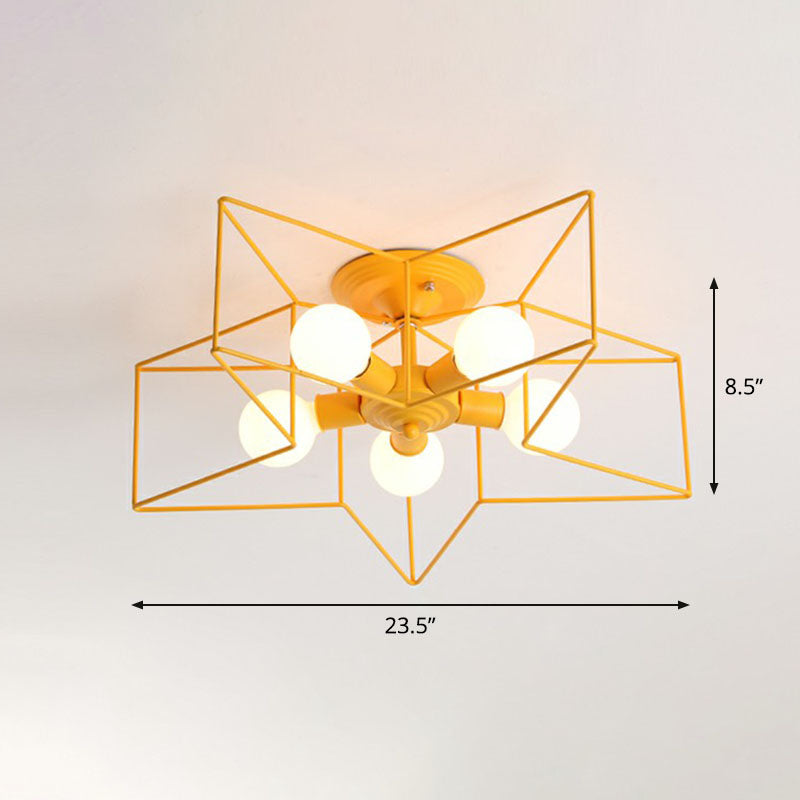 Eisen Fünf-spitz-Stern Halbbündige Lichtschlichtheit 5 Birnen Wohnzimmer bündig Deckenleuchte