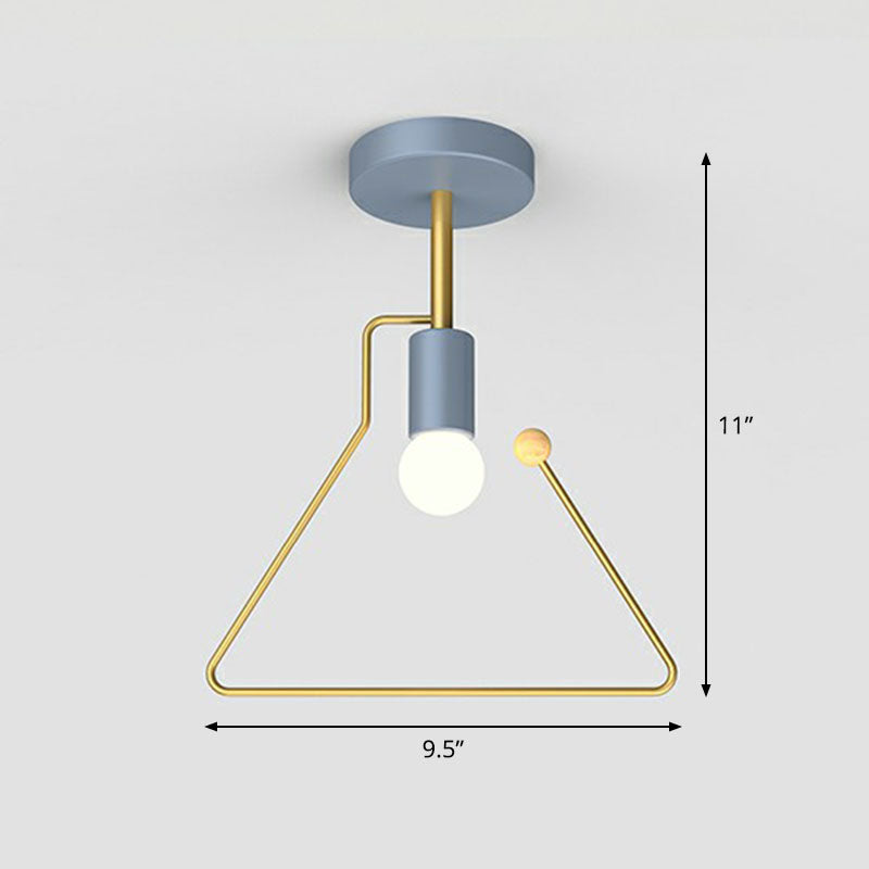 Lámpara de techo semi empotrada metálica geométrica, accesorio de iluminación de montaje empotrado para pasillo vintage de 1 luz