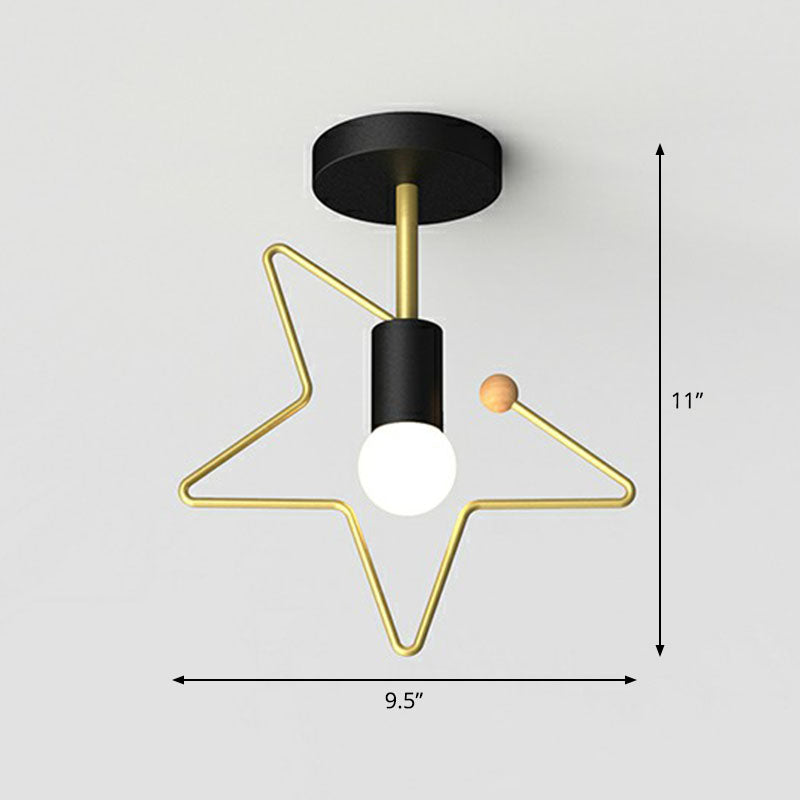Lámpara de techo semi empotrada metálica geométrica, accesorio de iluminación de montaje empotrado para pasillo vintage de 1 luz
