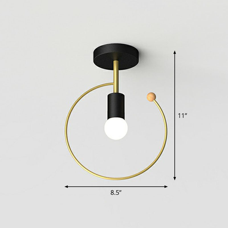 Geometrical Metallic Semi Flush Ceiling Light Vintage 1-Light Corridor Flush Mount Lighting Fixture