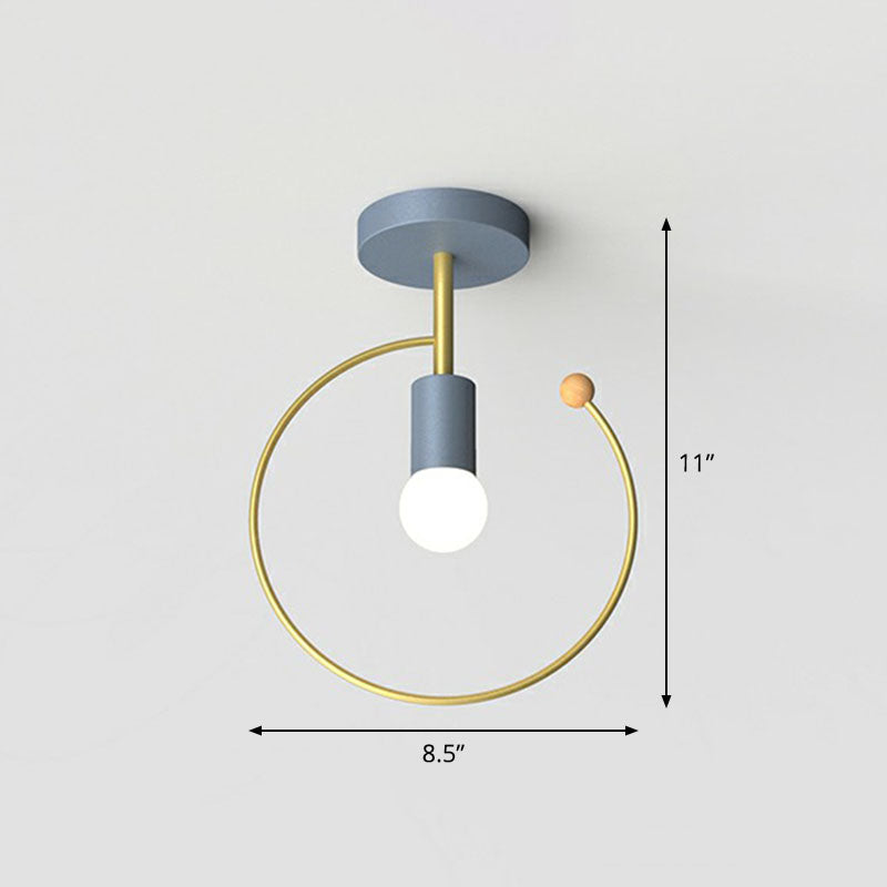 Geometrical Metallic Semi Flush Ceiling Light Vintage 1-Light Corridor Flush Mount Lighting Fixture