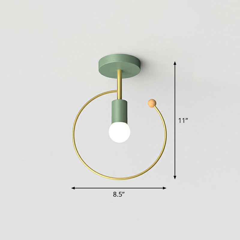 Geometrical Metallic Semi Flush Ceiling Light Vintage 1-Light Corridor Flush Mount Lighting Fixture