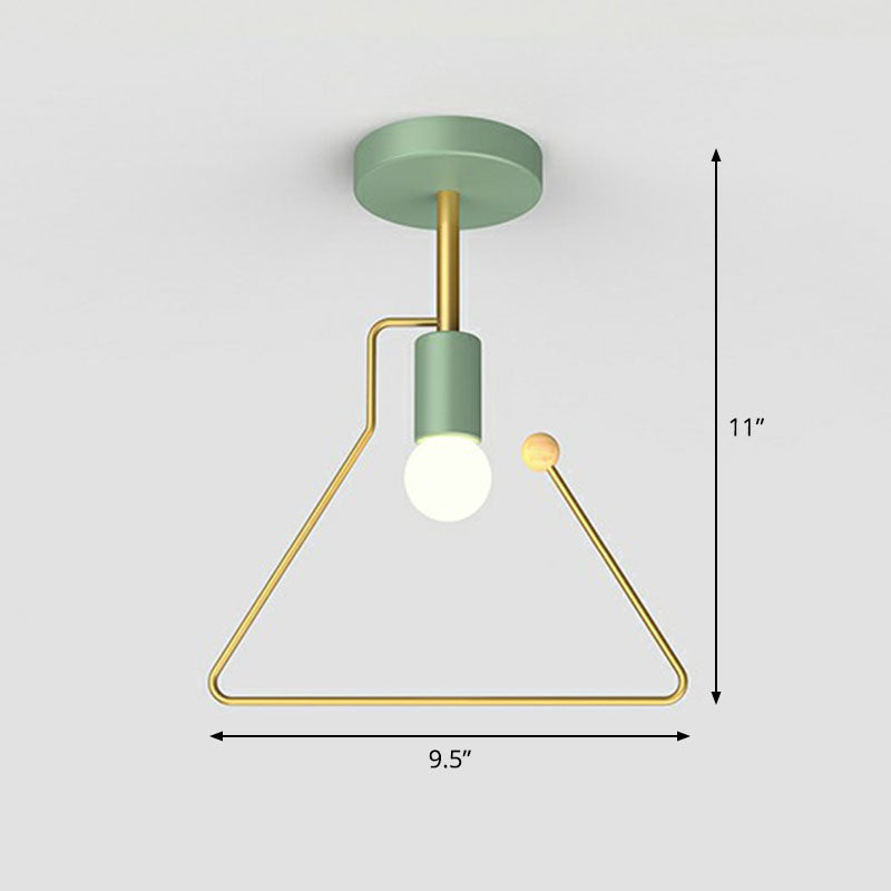 Lámpara de techo semi empotrada metálica geométrica, accesorio de iluminación de montaje empotrado para pasillo vintage de 1 luz