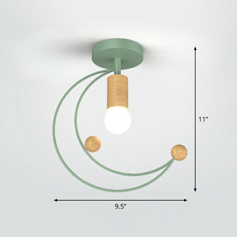 1-Light Semi Flush Fixture Antique Framed Iron Flush Mount Ceiling Light for Corridor