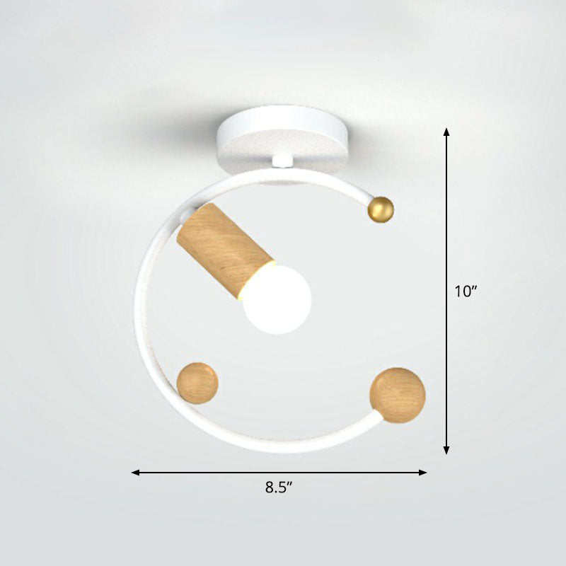 1-Light Semi Flush Fixture Antique Framed Iron Flush Mount Ceiling Light for Corridor