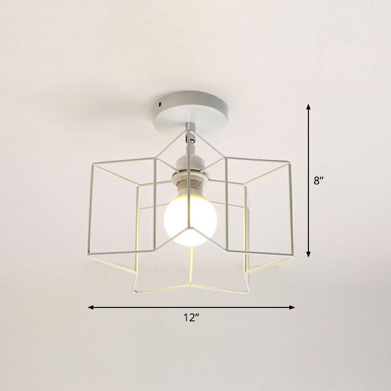 Retro Geometric Semi Flush Mount Lighting 1 Head Iron Flush Mount Fixture for Entryway