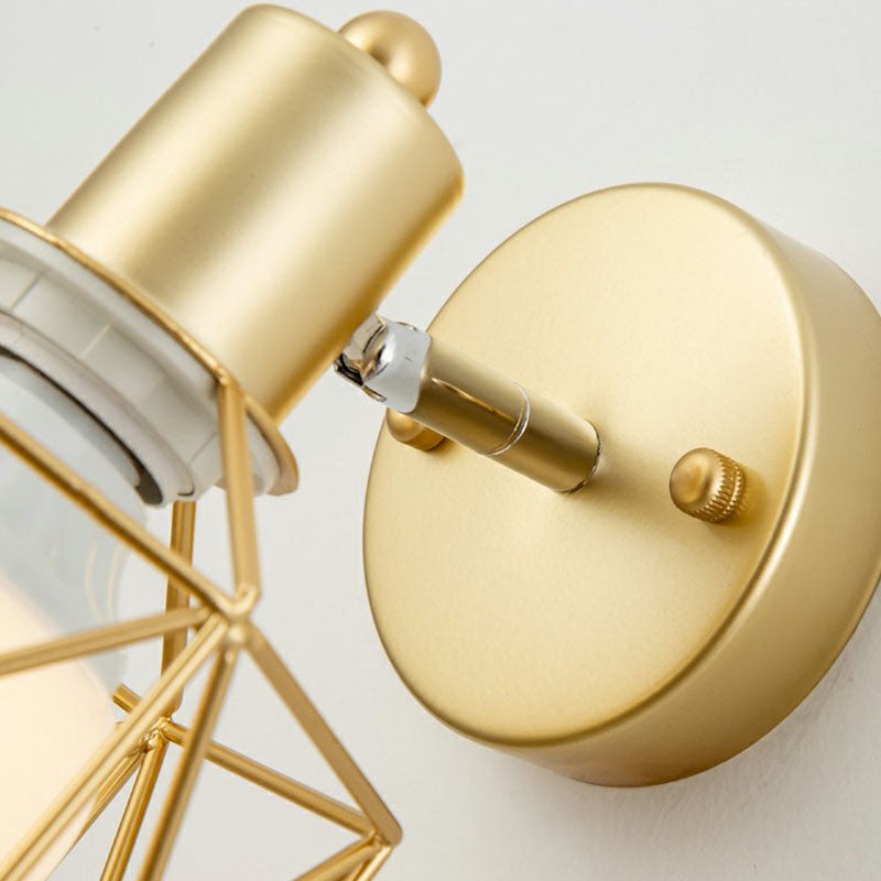 Luz de montaje de pared hexagonal antigua Luz de pared giratoria de hierro individual en oro