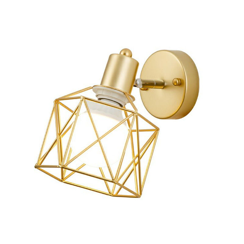 Luz de montaje de pared hexagonal antigua Luz de pared giratoria de hierro individual en oro