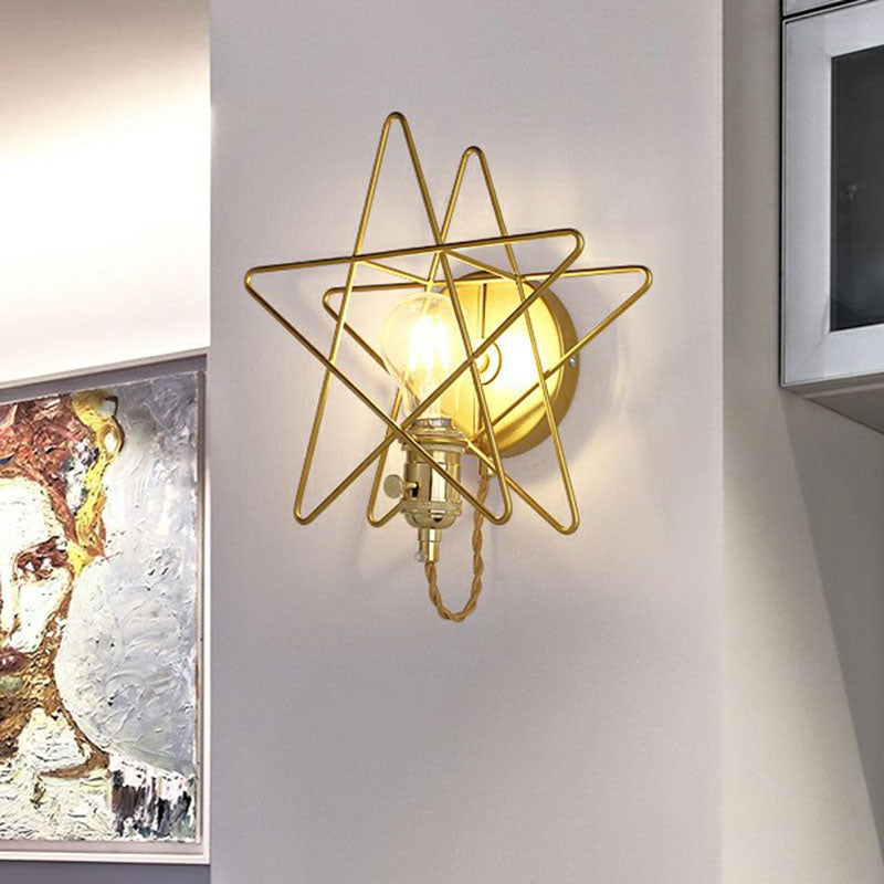 Sternkäfig Metallische Wandlampe Einfachheit 1 Lampen -Nacht -Wandleuchte in Gold