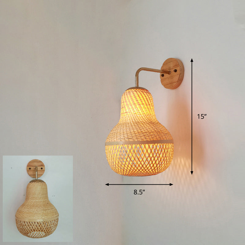 Luz de pared del corredor artesanal Bambú Bambú Lámpara de pared contemporánea de bulbo en madera