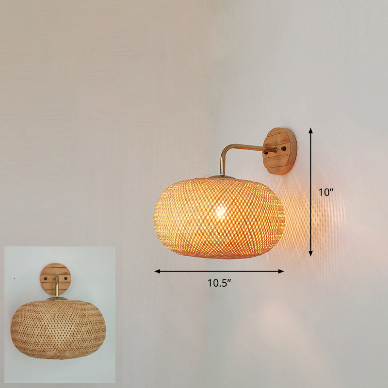Luz de pared del corredor artesanal Bambú Bambú Lámpara de pared contemporánea de bulbo en madera