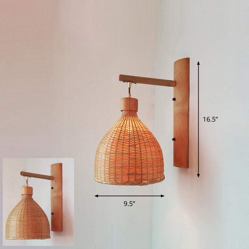 Luz de pared del corredor artesanal Bambú Bambú Lámpara de pared contemporánea de bulbo en madera