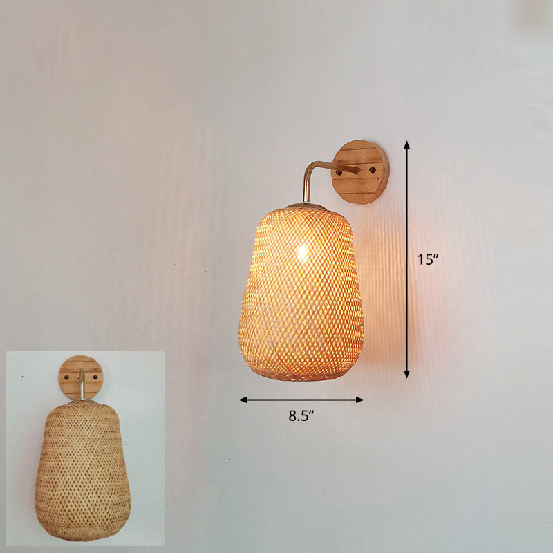 Luz de pared del corredor artesanal Bambú Bambú Lámpara de pared contemporánea de bulbo en madera