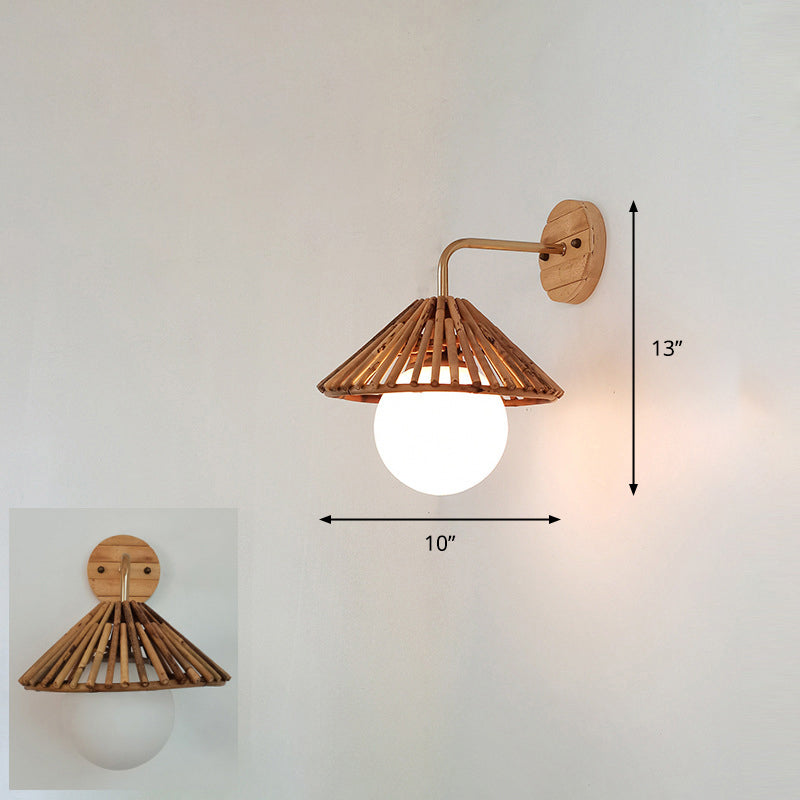 Luz de pared del corredor artesanal Bambú Bambú Lámpara de pared contemporánea de bulbo en madera