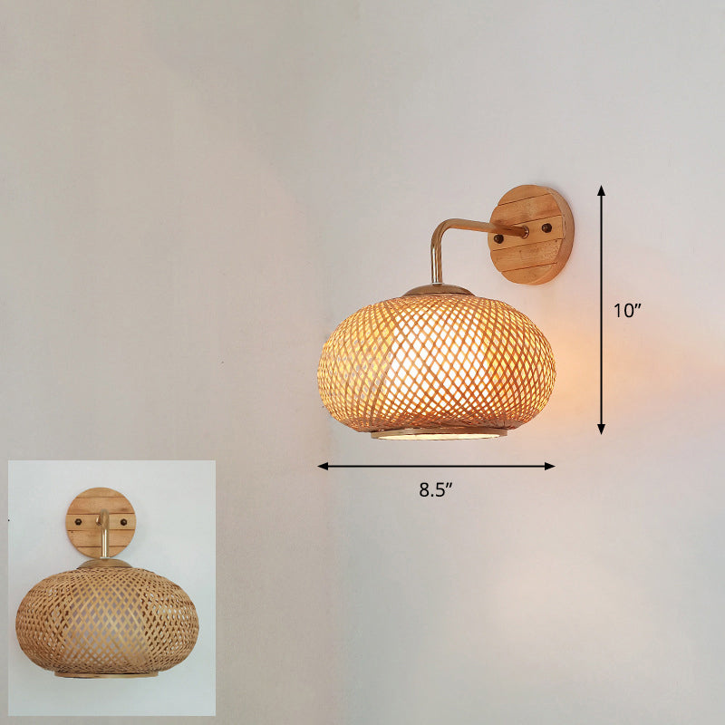 Luz de pared del corredor artesanal Bambú Bambú Lámpara de pared contemporánea de bulbo en madera