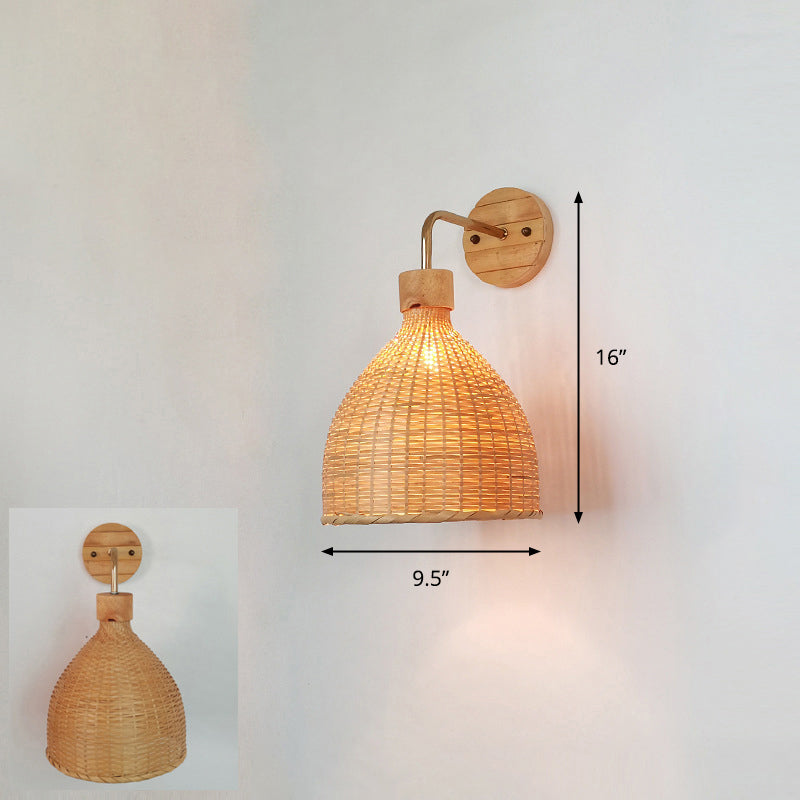 Luz de pared del corredor artesanal Bambú Bambú Lámpara de pared contemporánea de bulbo en madera