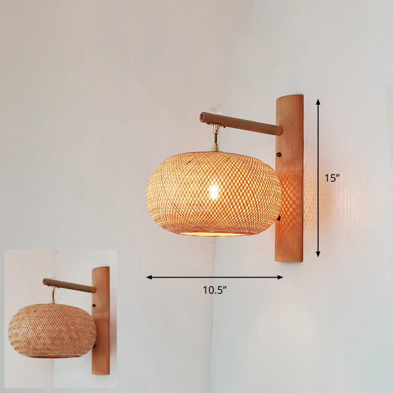 Luz de pared del corredor artesanal Bambú Bambú Lámpara de pared contemporánea de bulbo en madera