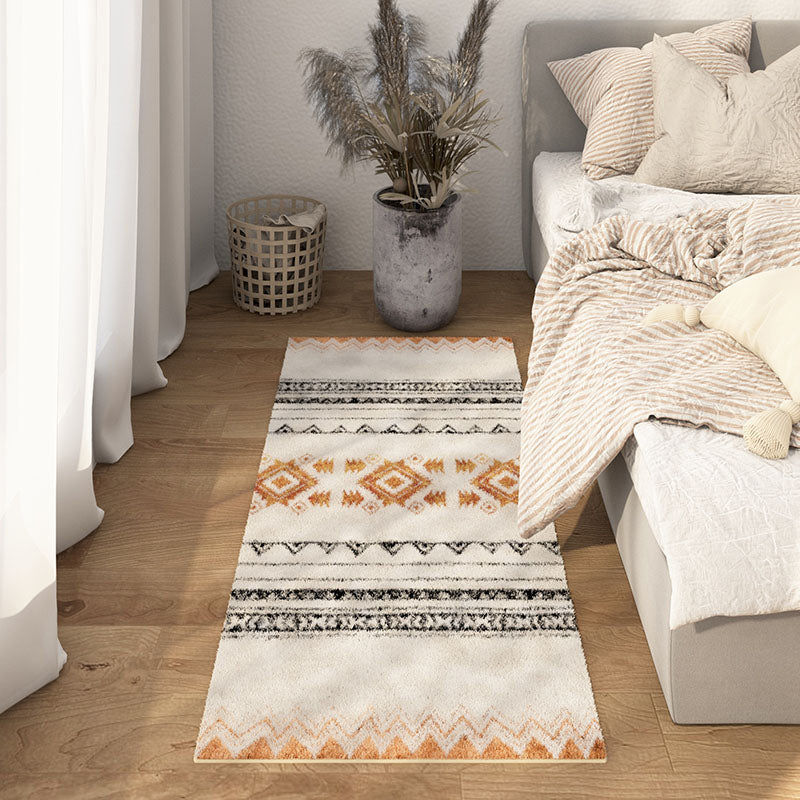 Multi Color Bedroom Rug Ethnic Geometric Carpet Polypropylene Pet Friendly Washable Indoor Rug