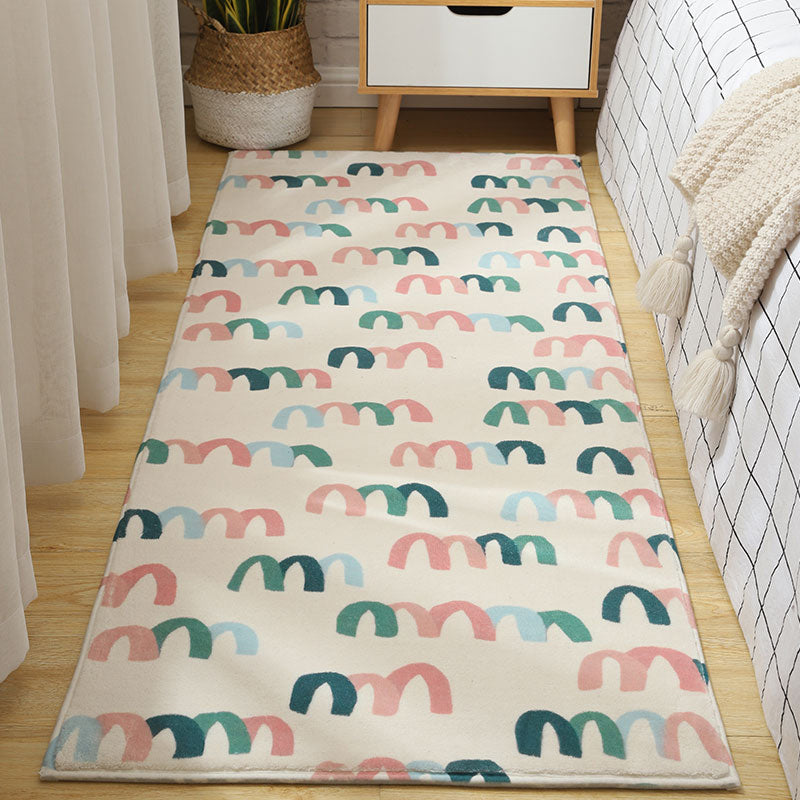 Nordic Home Decoration Rug Multi Color Country Print Carpet Anti-Slip Backing Easy Care Rug