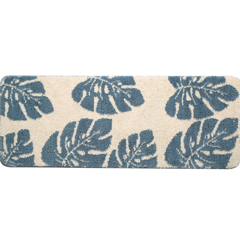 Green Bedroom Rug Modern Leaf Printed Indoor Rug Polypropylene Pet Friendly Stain-Resistant Carpet