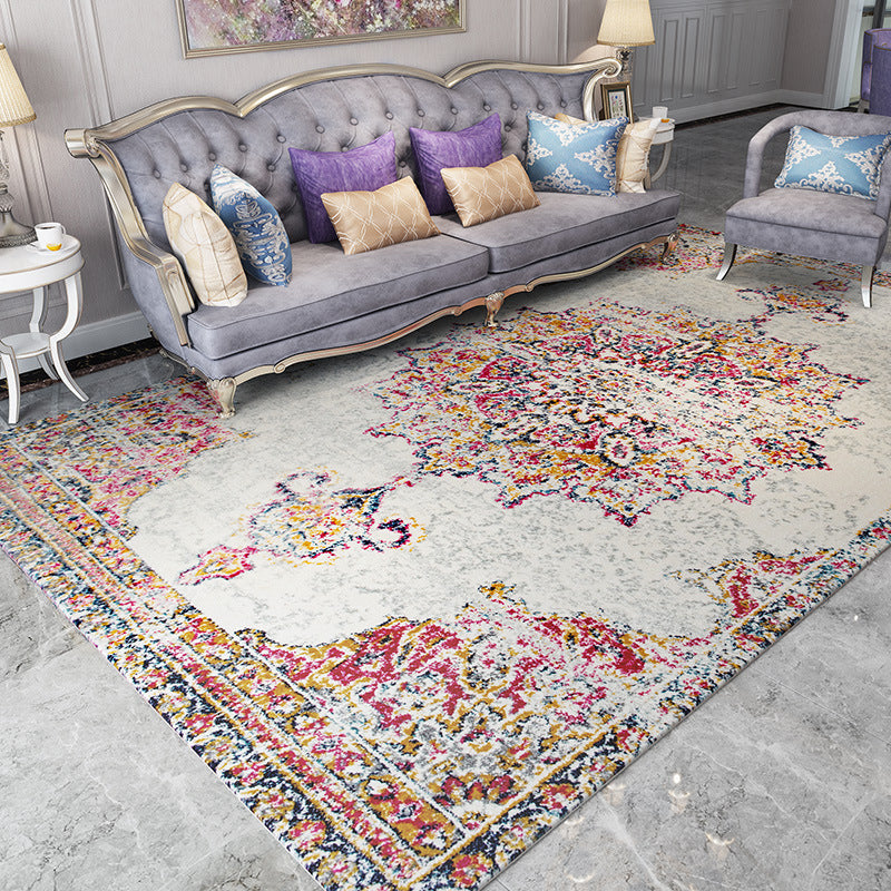 Shabby Chic Abstract Rug Multi-Color Polyster Indoor Rug Anti-Slip Backing Washable Carpet for Decoration