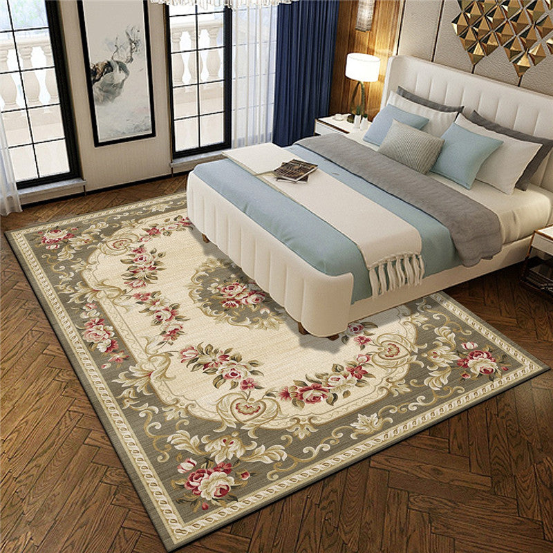 Multi-Colored Olden Rug Synthetics Floral Print Area Rug Anti-Slip Stain-Resistant Carpet for Living Room