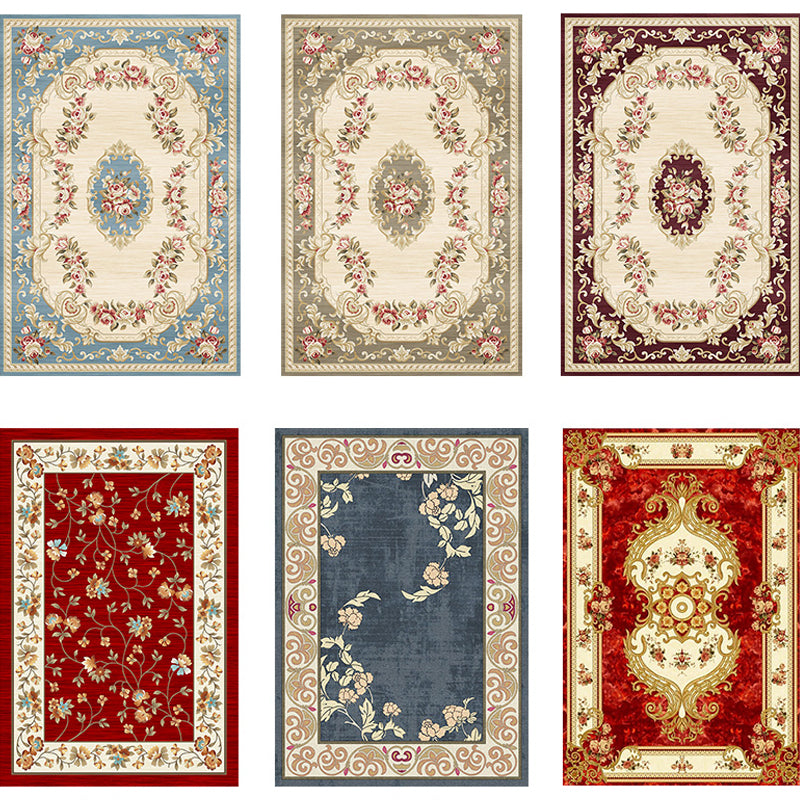 Multi-Colored Olden Rug Synthetics Floral Print Area Rug Anti-Slip Stain-Resistant Carpet for Living Room