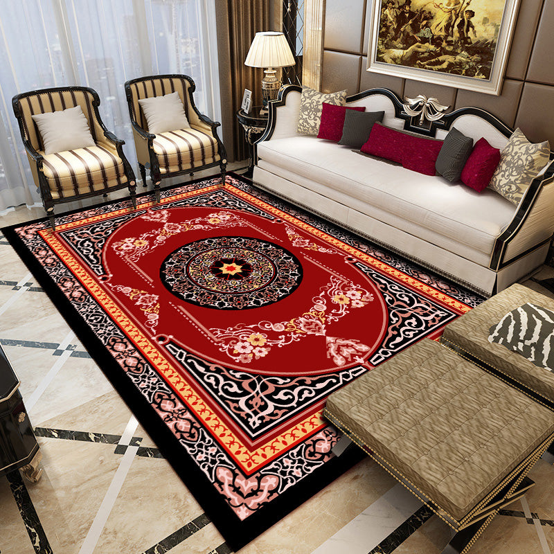 Multi-Colored Olden Rug Synthetics Floral Print Area Rug Anti-Slip Stain-Resistant Carpet for Living Room