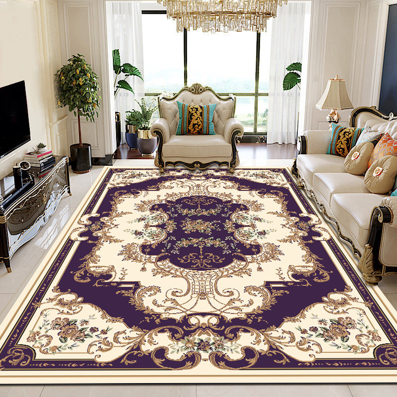 Multi-Colored Olden Rug Synthetics Floral Print Area Rug Anti-Slip Stain-Resistant Carpet for Living Room