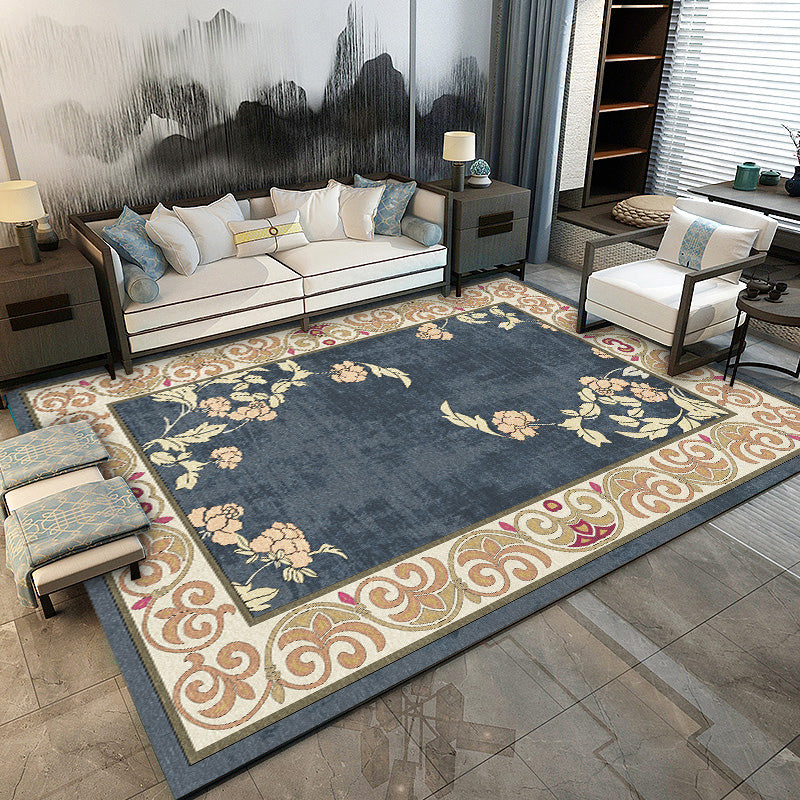 Multi-Colored Olden Rug Synthetics Floral Print Area Rug Anti-Slip Stain-Resistant Carpet for Living Room
