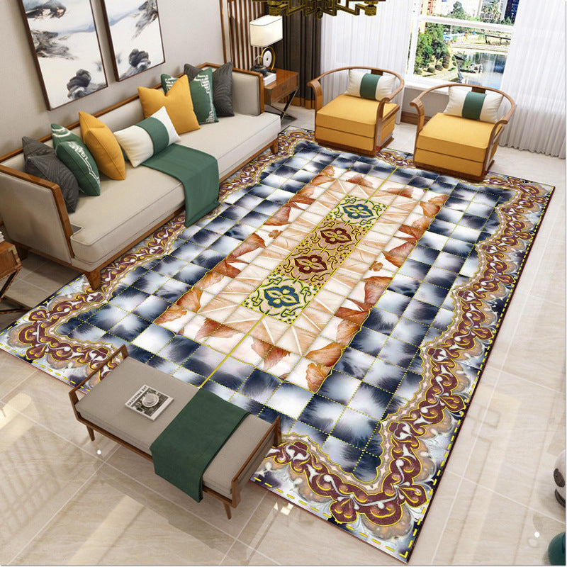 Luxury Southwestern Rug Multicolor Flower Printed Carpet Pet Friendly Easy Care Washable Rug for Parlor