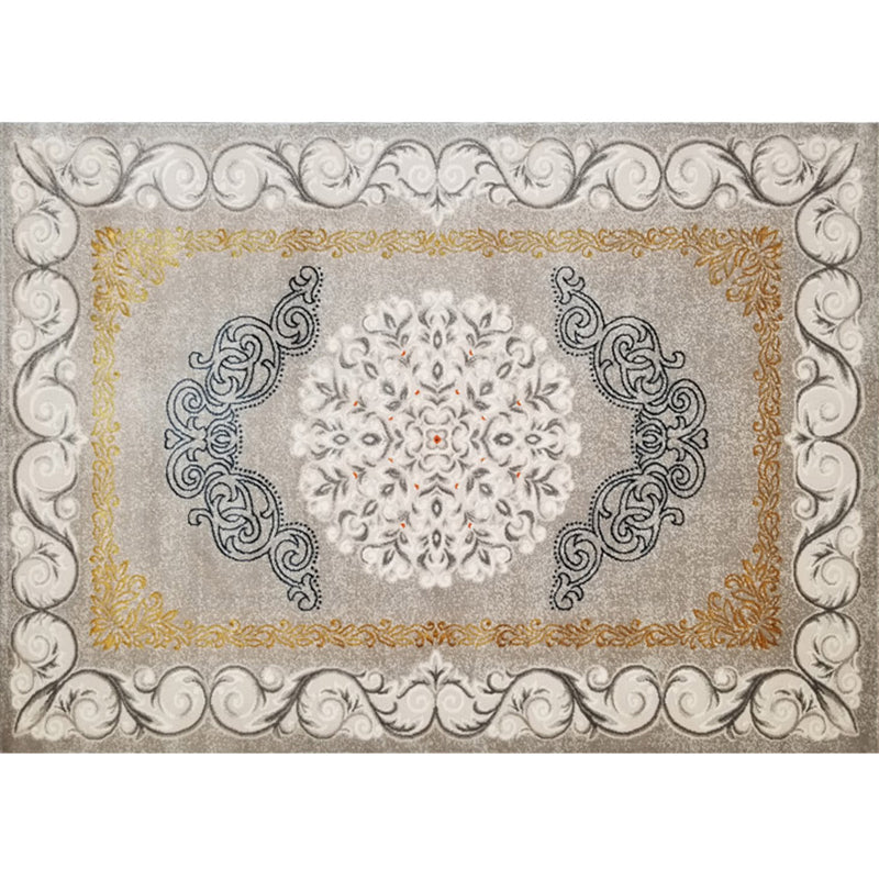 Vintage Living Room Rug Multi-Color Polypropylene Area Carpet Pet Friendly Machine Washable Rug
