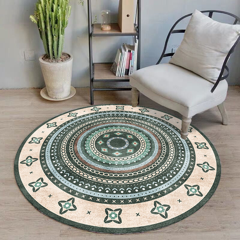 Multi Colored Moroccan Rug Polypropylene Tribal Print Carpet Non-Slip Backing Pet Friendly Indoor Rug for Bedroom