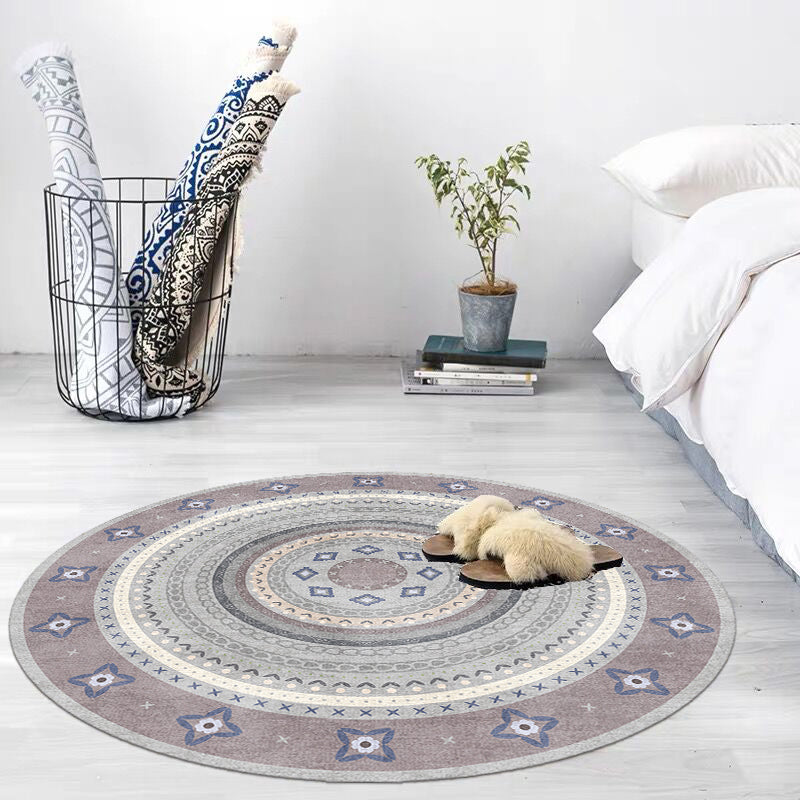 Multi Colored Moroccan Rug Polypropylene Tribal Print Carpet Non-Slip Backing Pet Friendly Indoor Rug for Bedroom