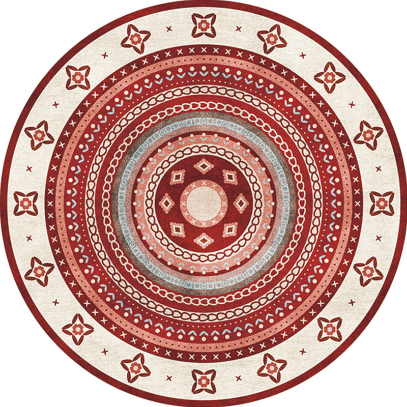 Multi Colored Moroccan Rug Polypropylene Tribal Print Carpet Non-Slip Backing Pet Friendly Indoor Rug for Bedroom