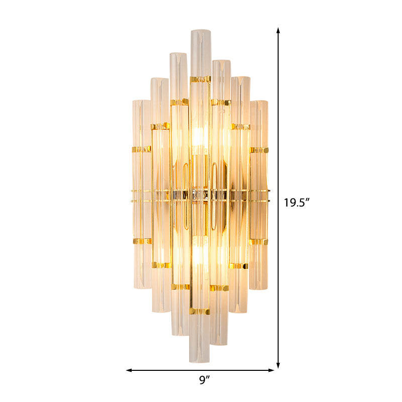 Tubo Clear Crystal Wall Lightsip Accesorio Contemporáneo 2 luces Lámpara de pared dorada para sala de estar