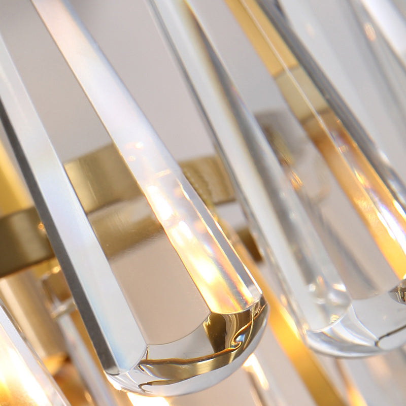 Metall geschichtete Wandbeleuchtung Moderne Style 2 Lichter Goldene Wandlampe mit klarem Kristall -Tränenschatten