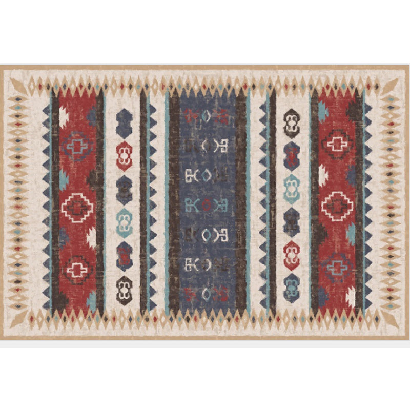 Boho-Chic Parlor Rug Multi Color Geometric Print Carpet Polypropylene Machine Washable Non-Slip Backing Rug
