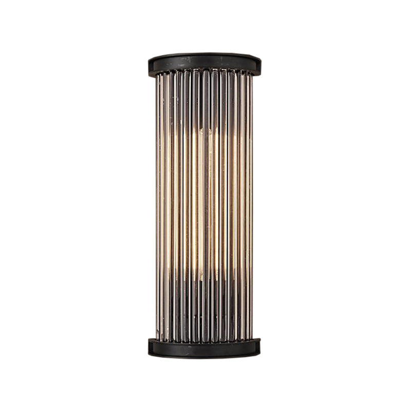 Black Cylinder Wall Light Sconce Modern Stylish 1 Light Clear Crystal Wall Lamp for Living Room