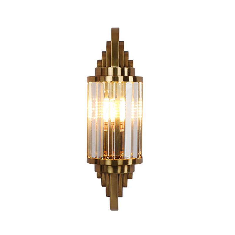 Clear Crystal Prism Wall Sconce Fixture Vintage Style 1 Light Wall Lighting in Brass for Living Room