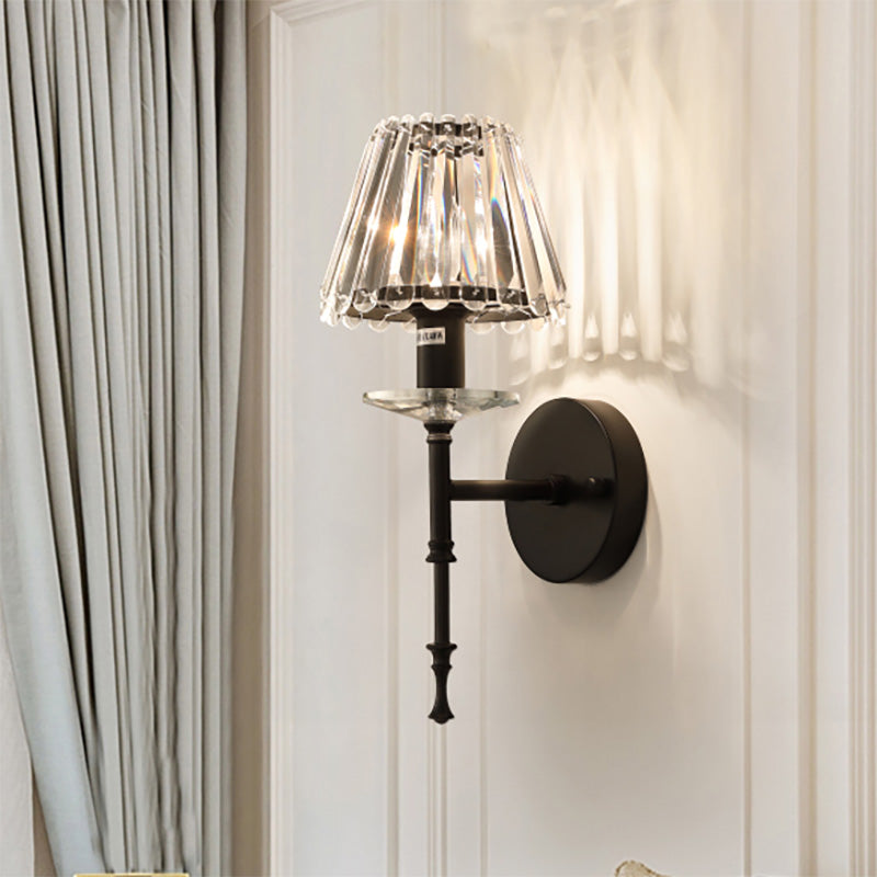 Funzione illuminazione a parete conica moderna moderna elegante cristallo chiaro 1 luce da parete in oro chiaro per soggiorno