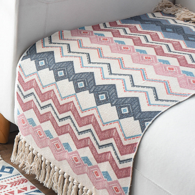 Tapis de chambre à coucher ouest tapis à imprimé géométrique multicolore Polyster Tapé de compagnie à la main pour animaux de compagnie avec frange